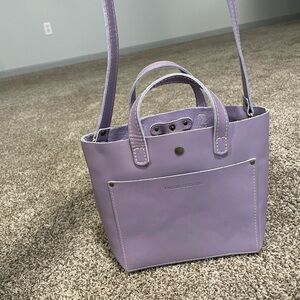 NWOT Portland Leather Goods Crossbody Tote Bag Lilac/Light Purple Color